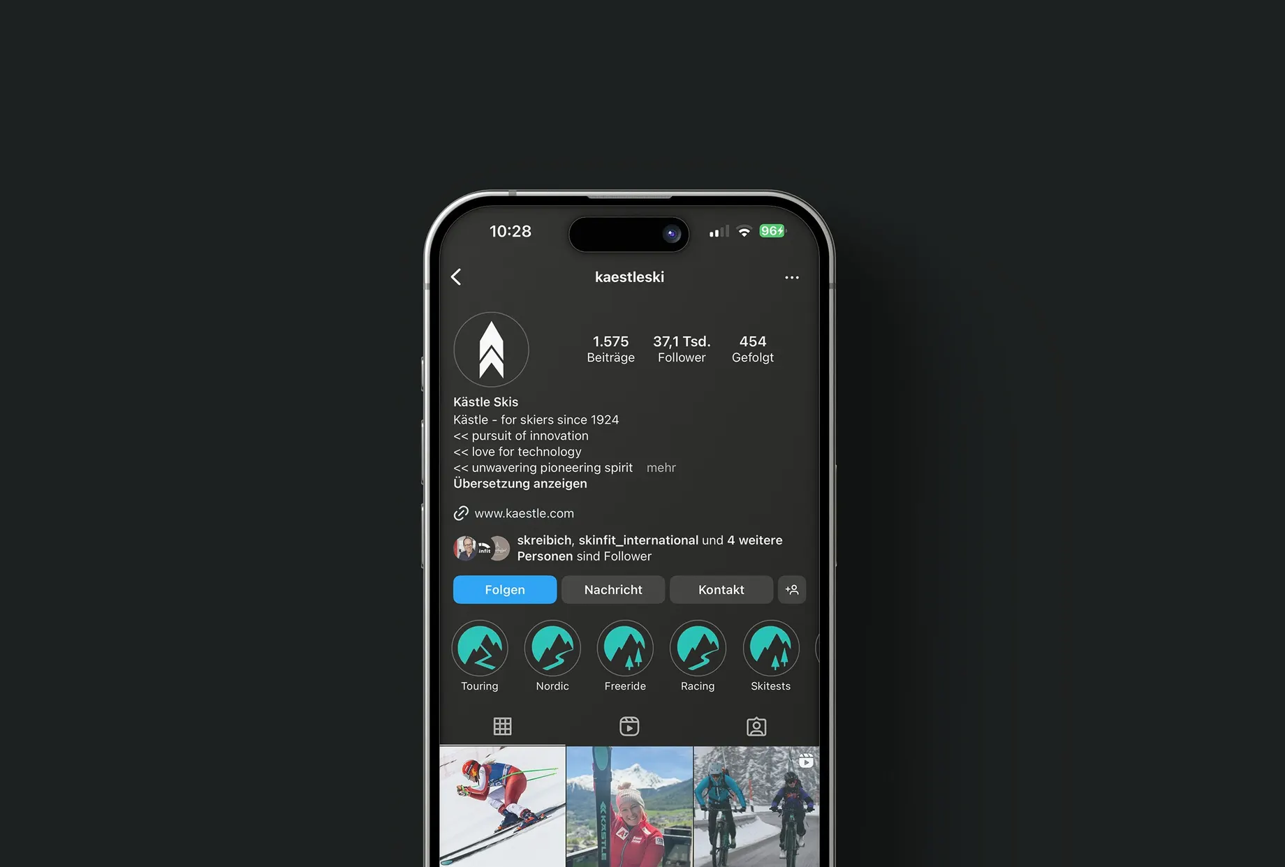 Social Media Beispiel für die Anwendung des neuen Corporate Designs von Kästle Ski.