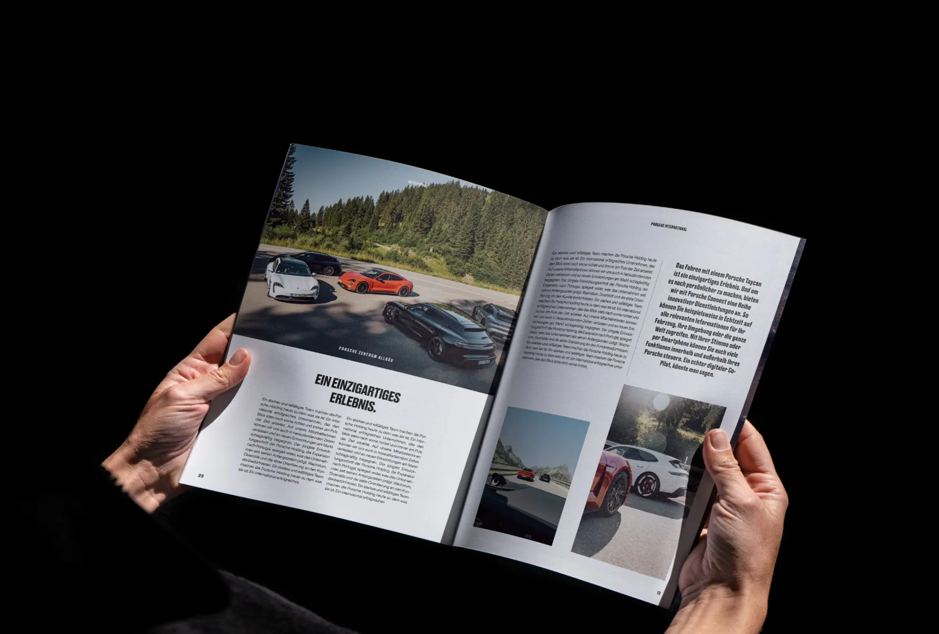Doppelseitiges Layout des Magazins mit flexiblem Raster und ansprechender visueller Gestaltung.